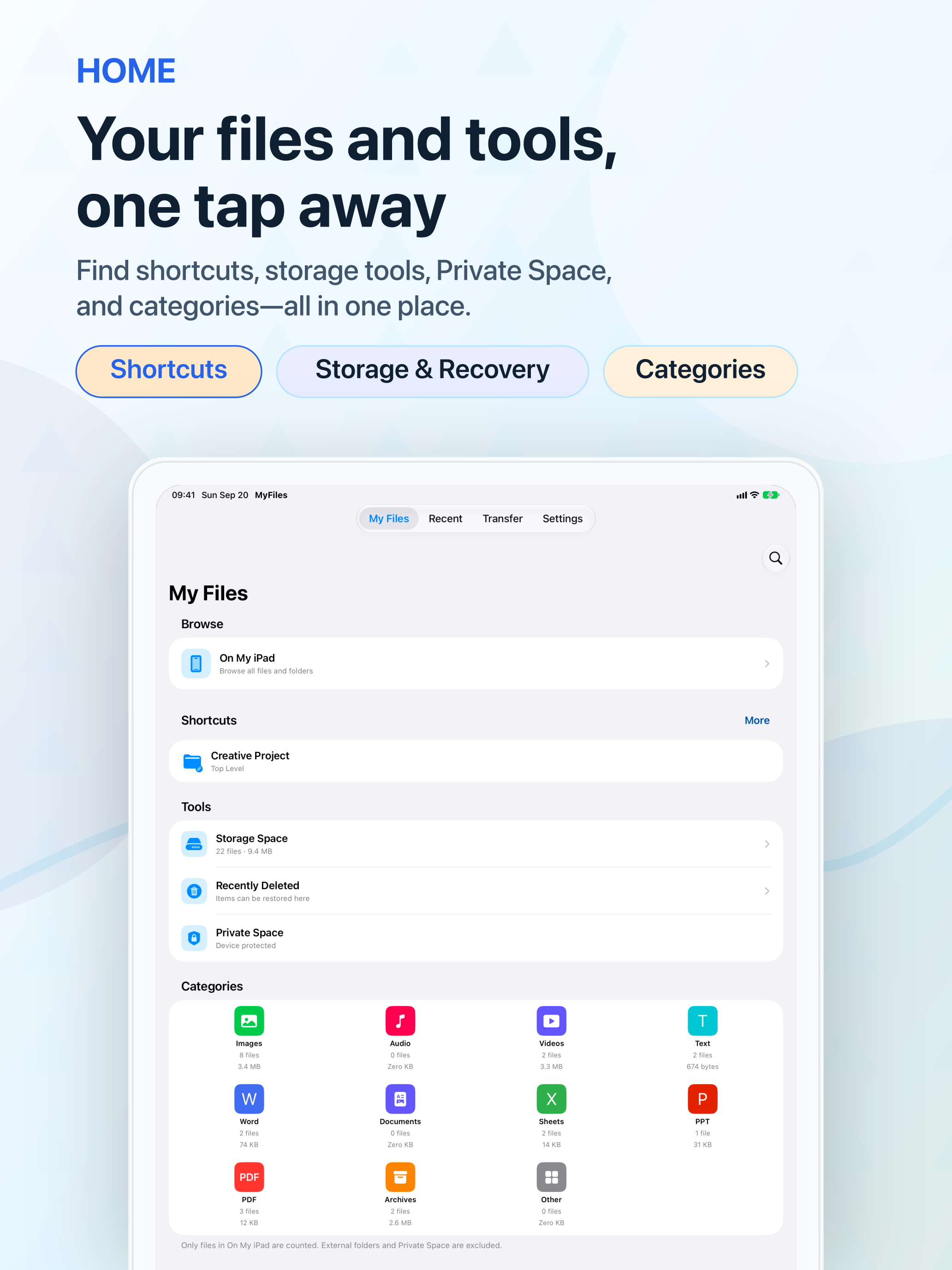 Your files and tools, one tap away