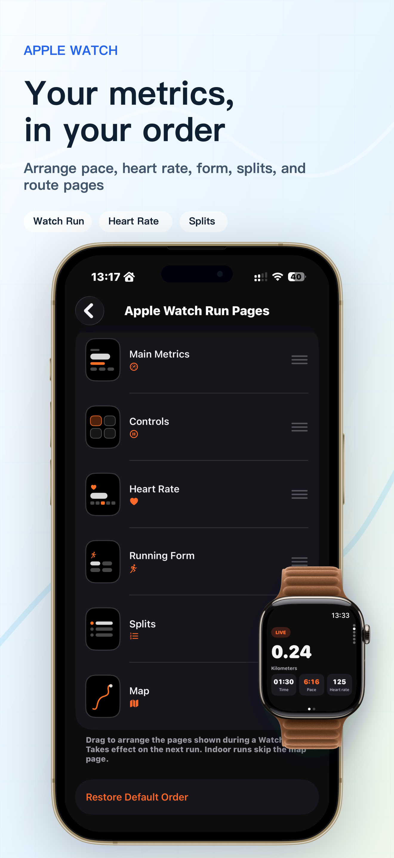 Apple Watch metrics in your order
