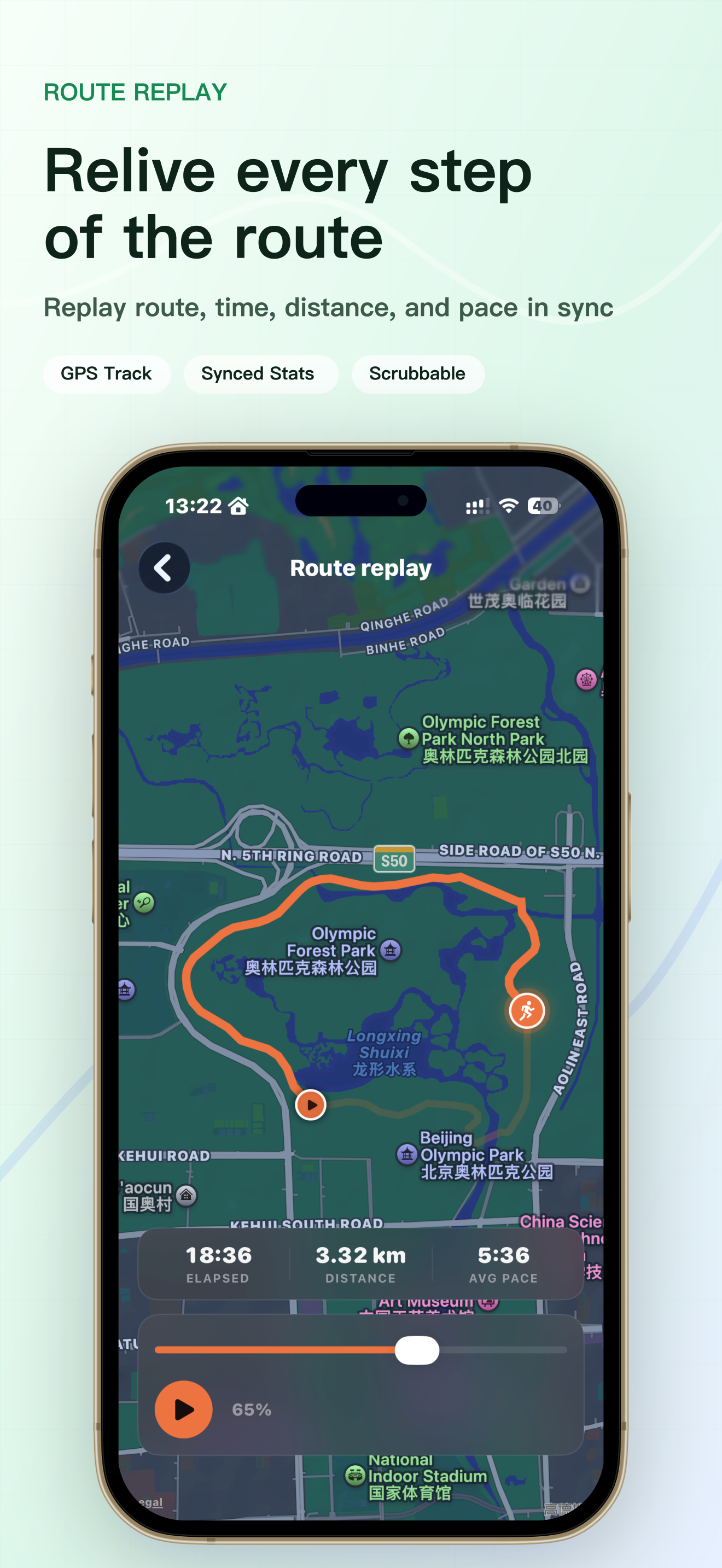 Relive every step of the route
